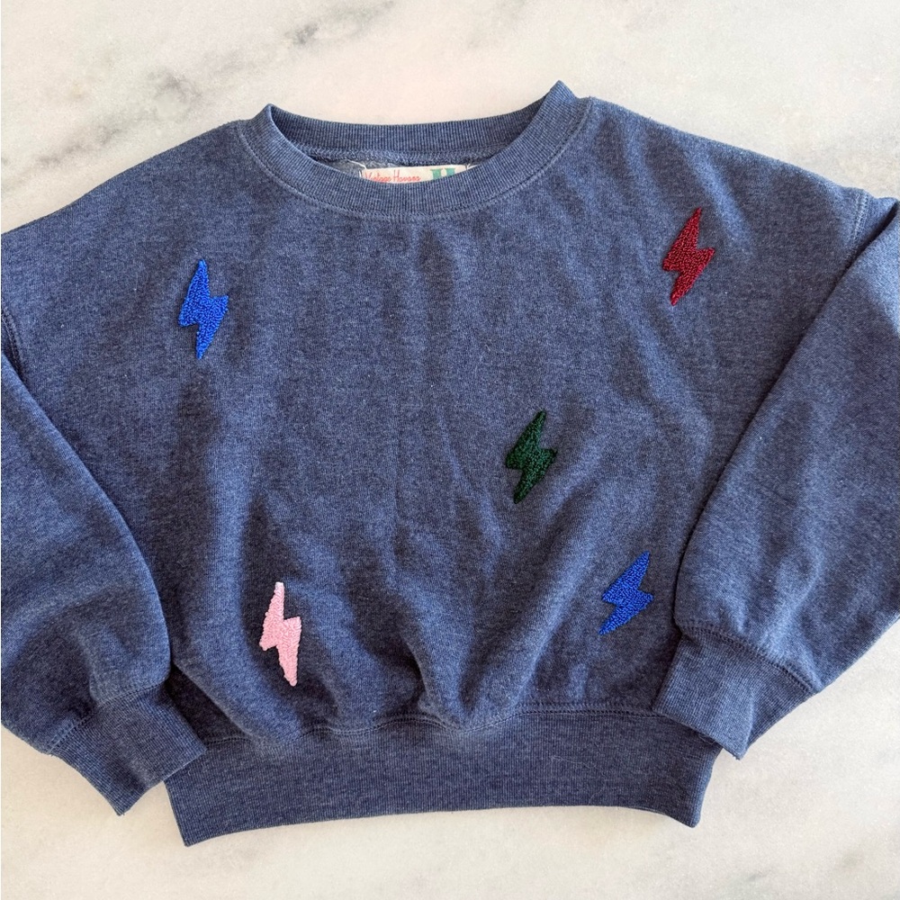 NWOT Vintage Havana sweatshirt with lightning bolt detail, size medium, navy